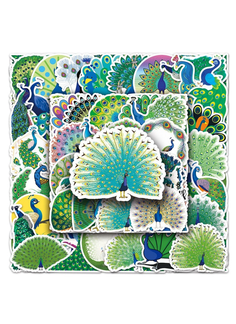 Peacock Stickers 50 Pcs Vinyl Waterproof Peacock Sticker Pack for Water Bottle Laptop Guitar Skateboard Car Bike Motorcycle Hydro Flask Suitcase Luggage for Adults Teens  - Image 4