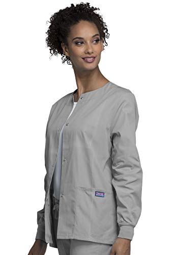 Cherokee Women's Snap Front Warm Up Jacket, Gray, Small - Image 3