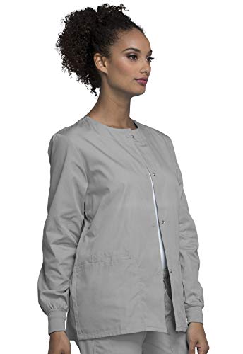 Cherokee Women's Snap Front Warm Up Jacket, Gray, Small - Image 5