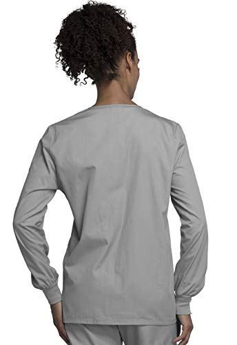 Cherokee Women's Snap Front Warm Up Jacket, Gray, Small - Image 4