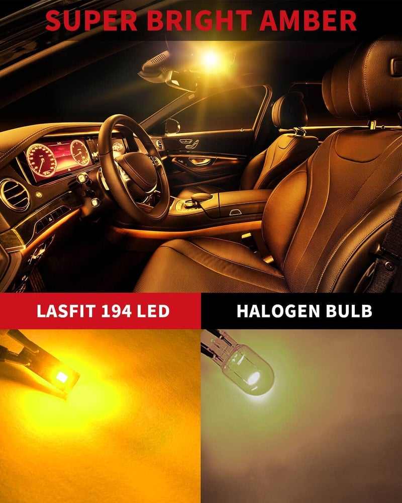LASFIT 194 168 T10 2825 W5W LED Bulb Canbus Error Free, Non-Polarity 400LM Extremely Bright for Side Marker Map Doors, 12-24V, Amber Yellow (Pack of 2) - Image 3