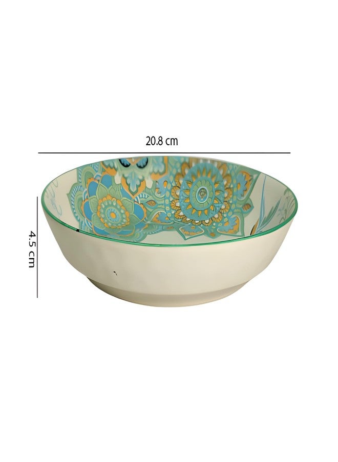 Lemon Tree Ceramic with Matt Glazing Serving Plate 20 cm Round Ceramic Deep Salad, Pasta Plate | Dinner Plates for Kitchen Microwave, Dishwasher & Oven Safe (Blue) - Image 2