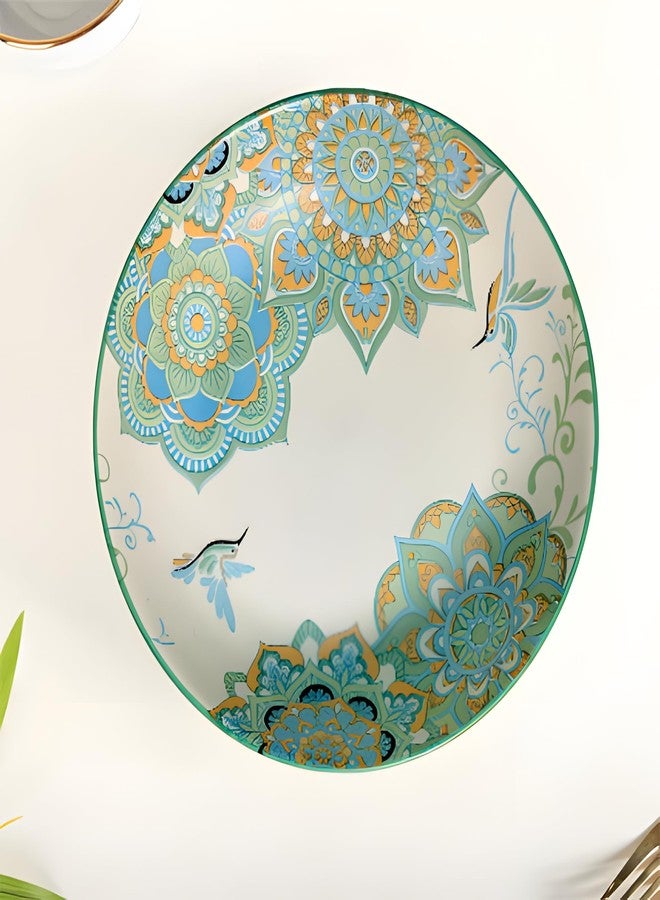 Lemon Tree Ceramic with Matt Glazing Serving Plate 20 cm Round Ceramic Deep Salad, Pasta Plate | Dinner Plates for Kitchen Microwave, Dishwasher & Oven Safe (Blue) - Image 4