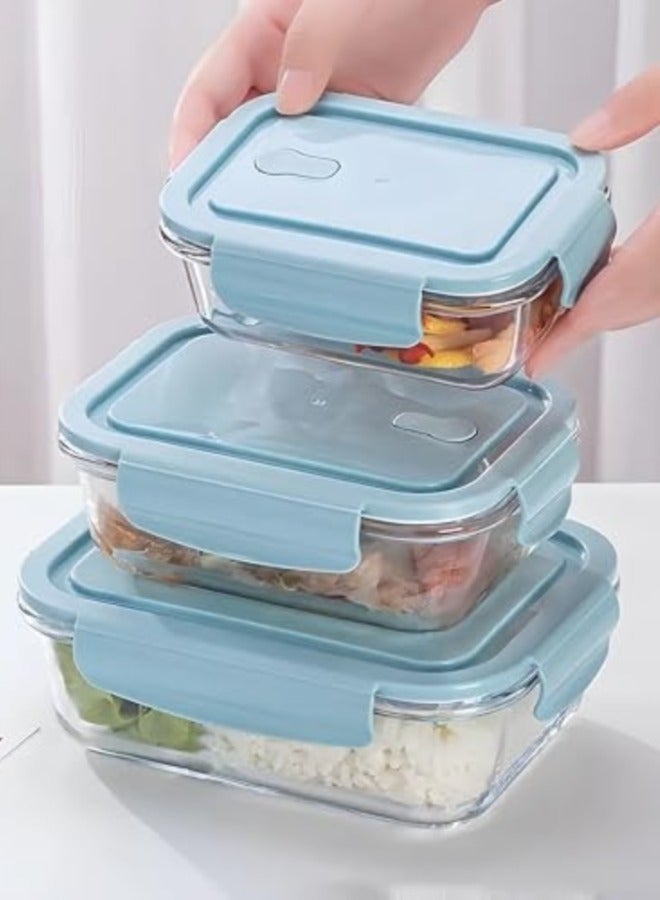 3-Pack lunch box microwaveable borosilicate glass lunch box glass food storage container with insulation bag - Image 2