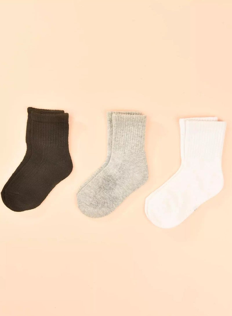 3pairs Toddler Kids Plain Socks - Image 2