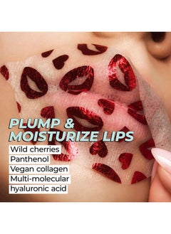 Vitamasques Vitamasques Lip Mask, 3-Pack - Cherry Vegan Collagen Lip Mask Sheets, Repair for Dry & Chapped Lips - Nourishing & Hydrating - Wild Cherries & Hyaluronic Acid - Vegan & Cruelty-Free  - Image 3