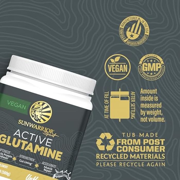 Sunwarrior L-Glutamine Powder Glutamine Supplement Support Muscle Recovery Gut Health Support Reduce Soreness Amino Acids Boost Protein Synthesis Accelerates Recovery Post-Workout 100 Servings Unflavored - Image 3