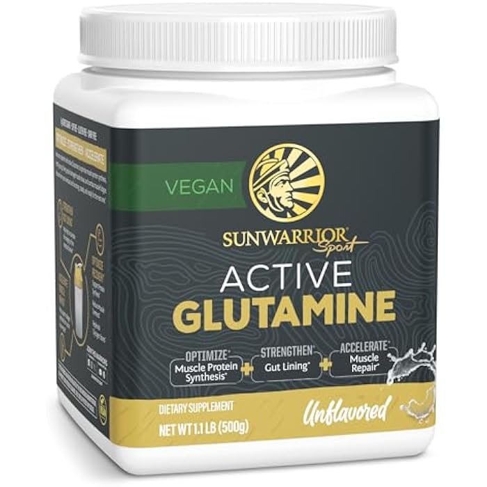 Sunwarrior L-Glutamine Powder Glutamine Supplement Support Muscle Recovery Gut Health Support Reduce Soreness Amino Acids Boost Protein Synthesis Accelerates Recovery Post-Workout 100 Servings Unflavored - Image 1