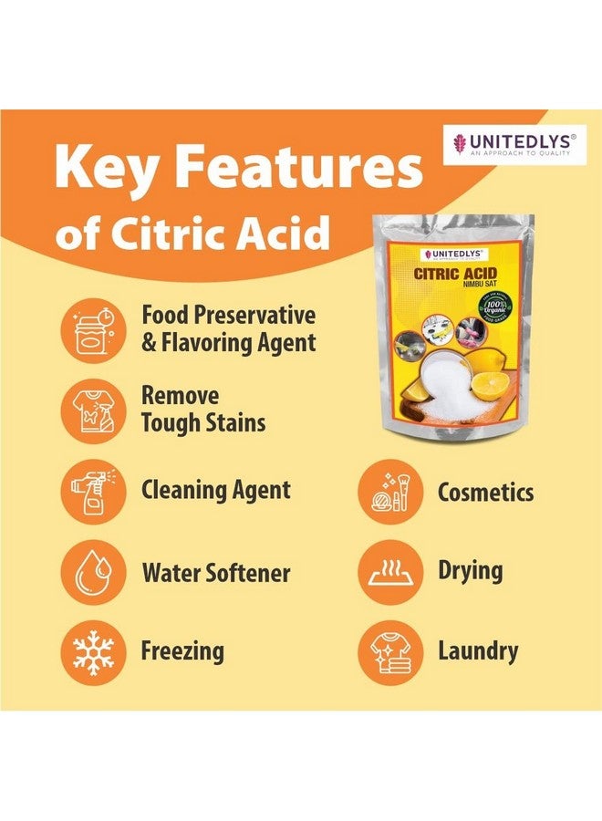 Unitedlys ® 100% Pure Citric Acid Powder For Cleaning 380G With Gloves, Baking Cups & Measuring Spoon | Food Grade Nimbu Sat | Natural Preservative & Flavoring Agent | Multi-Use For Home & Kitchen - Image 2