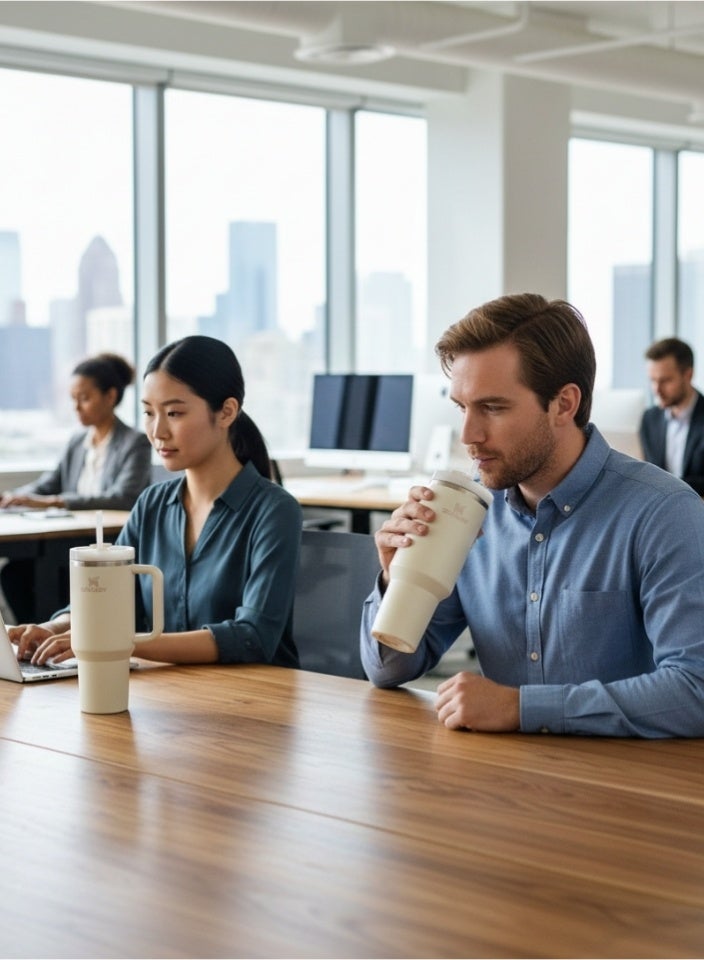 Stanley Cup 40oz Tumbler | Cream 2.0 Stainless Steel Water Bottle with 2 Straws, Spill Set, Anti-Slip Sleeve, Straw Brush | Stanley Travel Mug & Gift Set - Image 4