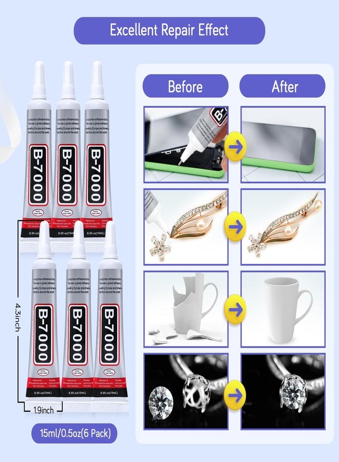 FITTDYHE 6PCS Jewelry Glue - 15ML/0.5fl oz Clear DIY Craft Glue for Rhinestones, Waterproof Strong Bond Adhesive for Phone Repair, Nail Art, Shoes, Fabric, Metal, Glass - Image 5