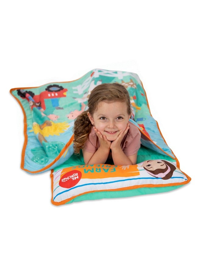 Ms. Rachel Farm Friends Toddler Nap Mat - Includes Attached Pillow and Fleece Blanket - Image 2