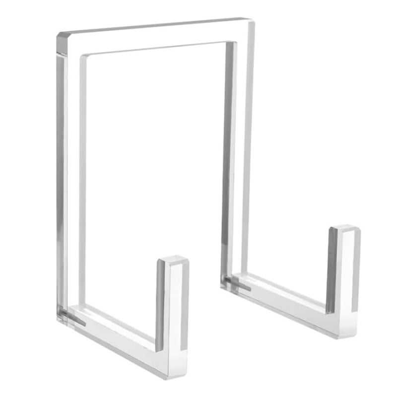 Clear Acrylic Square Plate Stand Display Holder Tabletop Easel Picture Frame Stand - Image 2