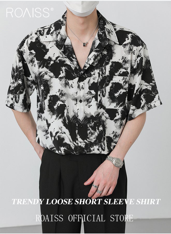 Men Printed Shirt Loose Fit Stand Collar Flowy Silhouette Ink Splash Print Design Youthful and Fashionable Shirt for Casual and Business Occasions - pzsku/ZD4B35E041D2B124AFD52Z/45/_/1704264467/b21585b3-dadd-49d8-9b5f-a76872a8703f