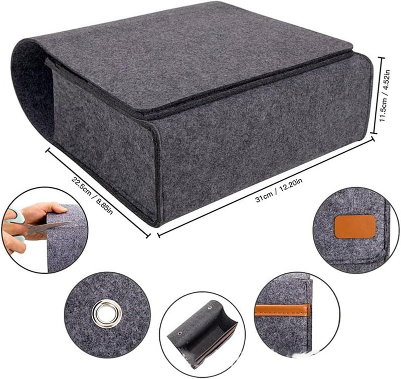 Excefore Felt Bedside Caddy Organizer, Bedside Pocket Storage Holder for Books, Tablet, TV Remote, Phone, Accessories, Fits Bed Rails, Sofa, Bunk Bed - Image 3