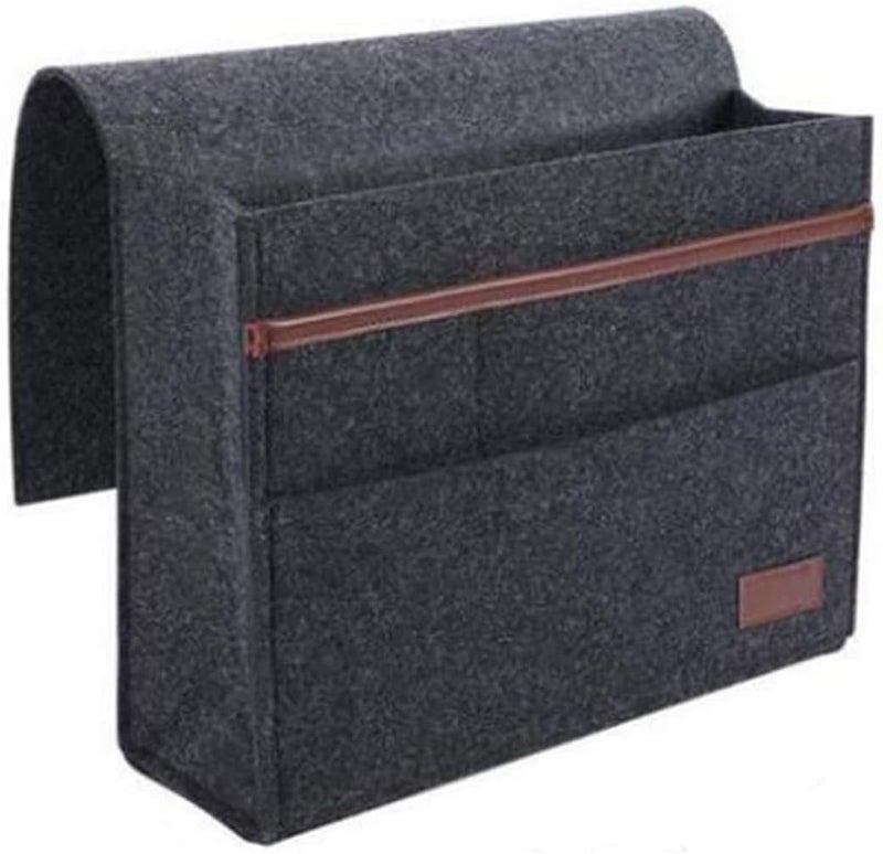 Excefore Felt Bedside Caddy Organizer, Bedside Pocket Storage Holder for Books, Tablet, TV Remote, Phone, Accessories, Fits Bed Rails, Sofa, Bunk Bed - Image 1