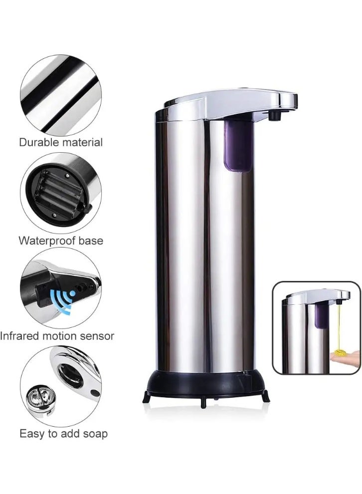 موزع صابون أوتوماتيكي، موزع صابون سائل، موزع صابون يدوي أوتوماتيكي، موزع صابون أوتوماتيكي بدون لمس، مصنوع من الفولاذ المقاوم للصدأ، مزود بمفاتيح قابلة للتعديل، ومستشعر حركة بالأشعة تحت الحمراء، وقاعدة مقاومة للماء. - Image 5