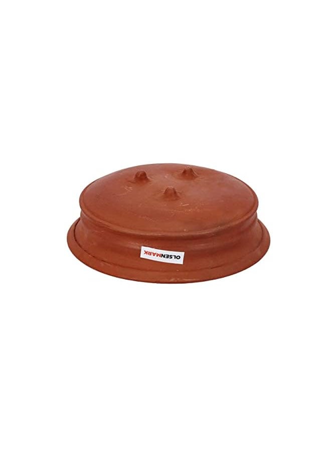 Traditionl Cookware Uruli Chati 25 cm Deep & Large Design Made Up Of 100% Eco Friendly Material Ideal For Chicken Curry, Dal, Soup & More, Venetian Red, Omcp6010, Clay Pot