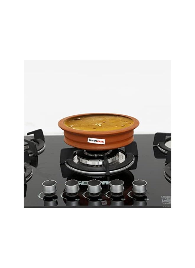 Traditionl Cookware Uruli Chati 25 cm Deep & Large Design Made Up Of 100% Eco Friendly Material Ideal For Chicken Curry, Dal, Soup & More, Venetian Red, Omcp6010, Clay Pot