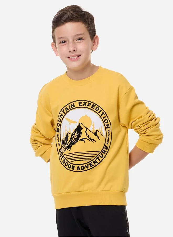 victor and jane Front Graphic Print Round Neck Sweatshirt by Styli