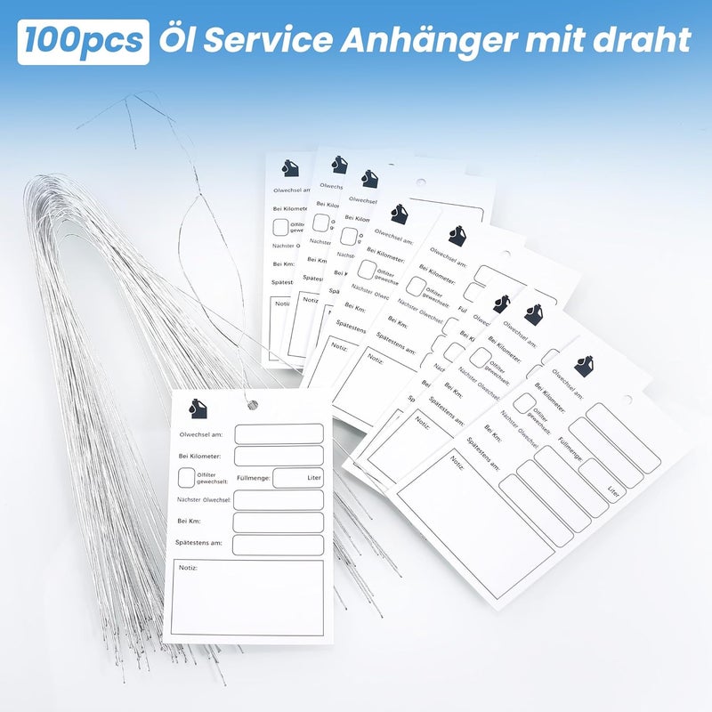 Zocipro زوكيبرو عبوة من 100 علامة خدمة زيت ملاحظات تغيير الزيت ملاحظات خدمة الزيت مع سلك، 6 × 10 سم ملصق خدمة تغيير الزيت للمقطورة والسيارة - Image 5
