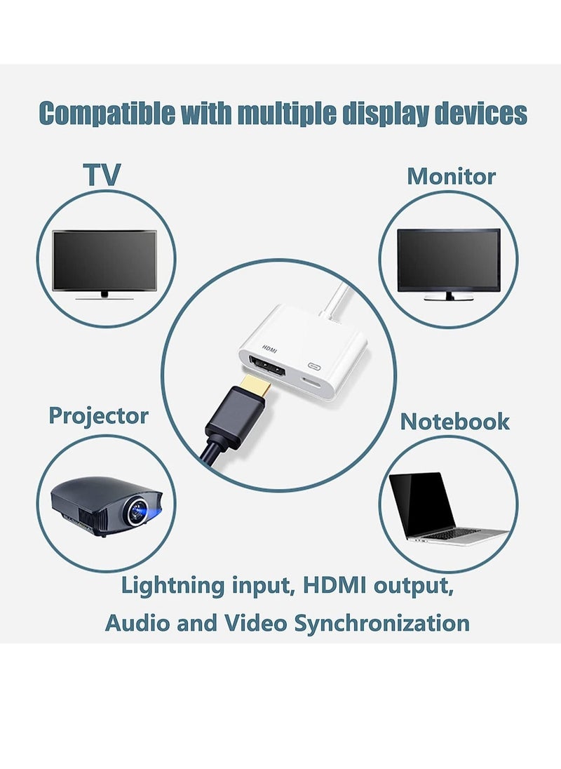 Generic - [Apple MFi Certified] Lightning to HDMI Digital AV Adapter for iPhone，1080P Digital Sync Screen Converter Charging Port for iPhone/iPad 1080P HDMI Converter for HD TV/Projector/Monitor - Image 1