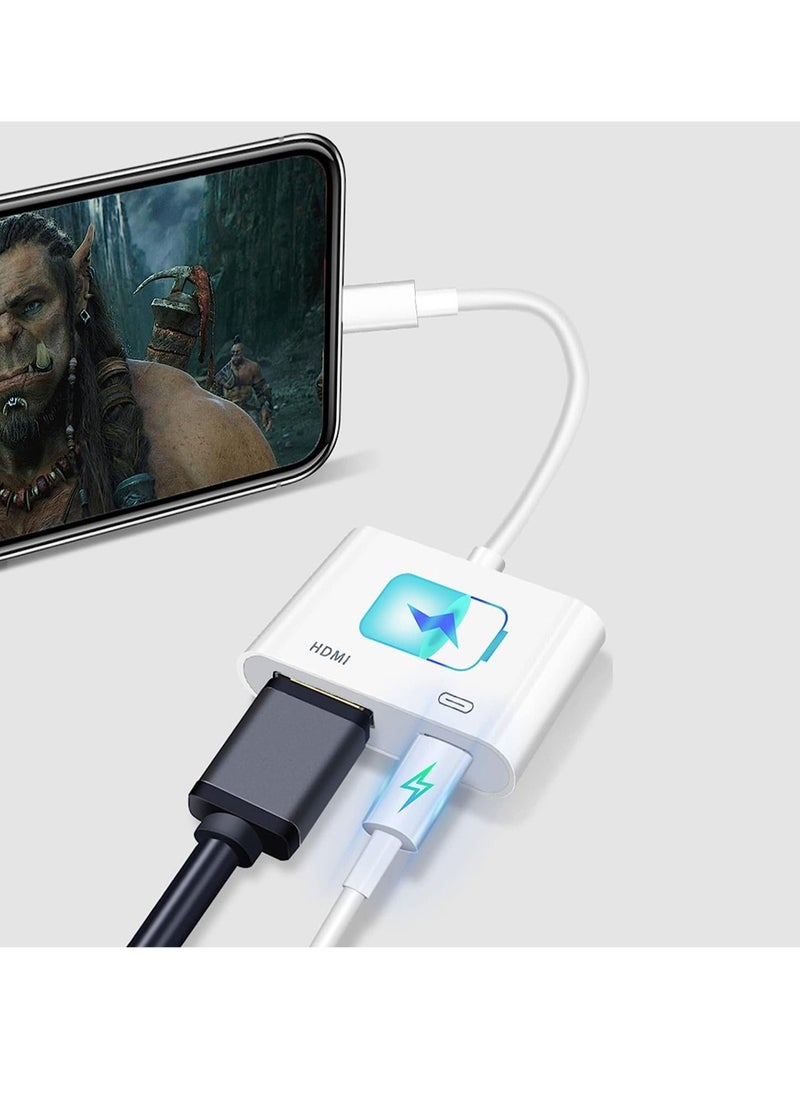Generic - [Apple MFi Certified] Lightning to HDMI Digital AV Adapter for iPhone，1080P Digital Sync Screen Converter Charging Port for iPhone/iPad 1080P HDMI Converter for HD TV/Projector/Monitor - Image 1
