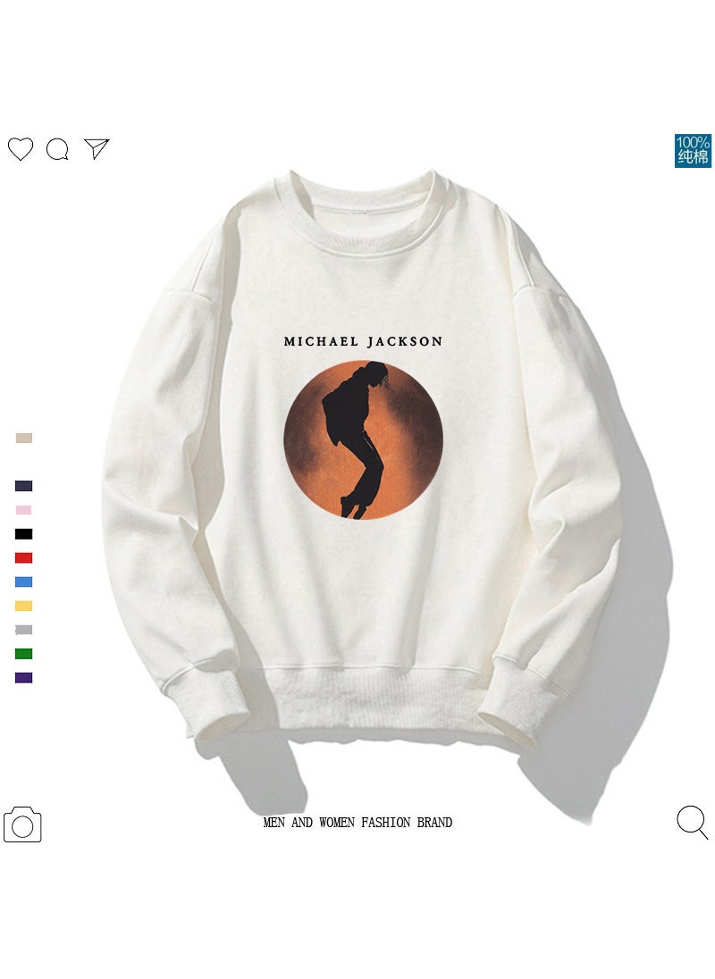 Generic - Michael Jackson Round Neck Printing Sweatshirt White Universe Love And Peace Streetwear Hoodies Sweatshirts Clothes White - Image 1