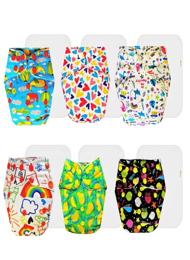 Dumbledo Premium Cloth Diaper with Cotton Insert (Pack of 6) | Hypoallergenic | 6-Layer Absorbent Pad | Easy to Clean | Trusted by Moms | 3 Months - 3 Years | Unisex Baby - Image 1