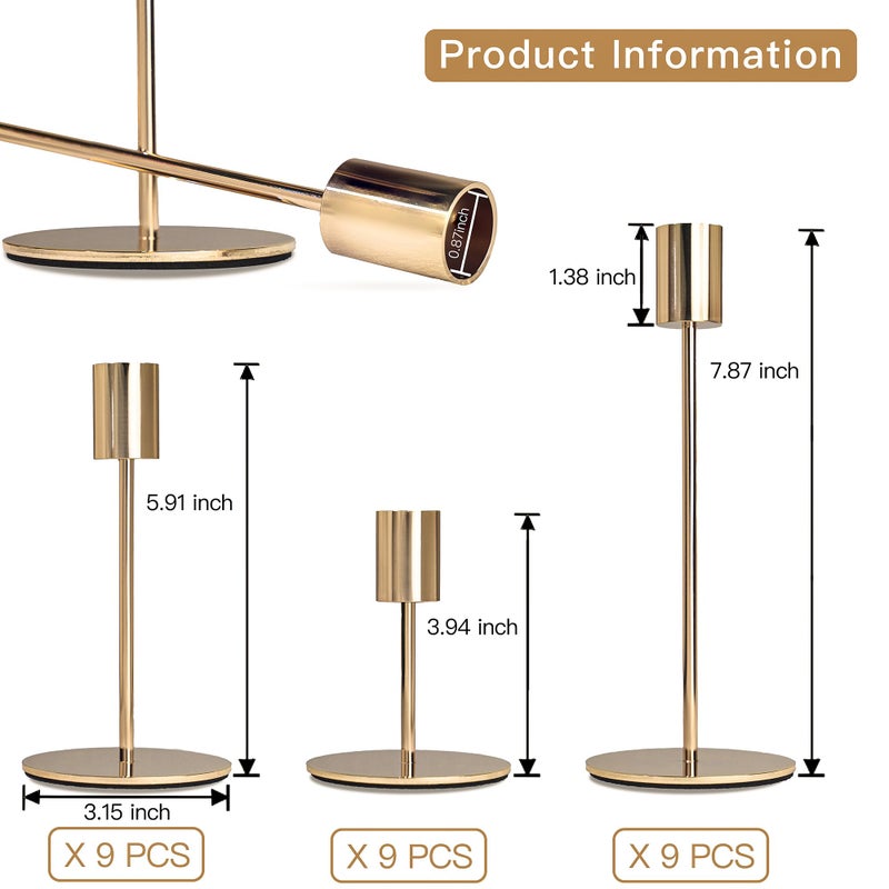KDJFIIH Gold Candlestick Holders - Bulk Decorative Metal Candelabra for Taper Candles - Fit 0.8 Inch Diameter - Gold Taper Candle Stands for Wedding Home Party Table Decor (Set of 18) - Image 2
