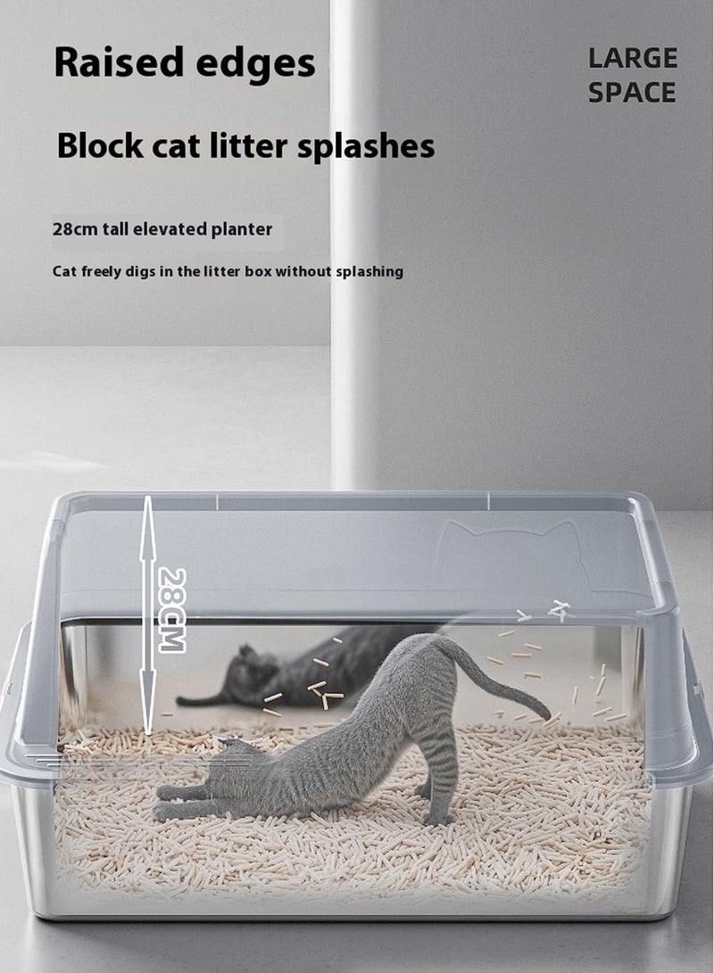 Kidle Stainless Steel Cat Litter Box Cat Litter Tray for Multiple Cats Anti Splashing and Easy Clean  - Image 3