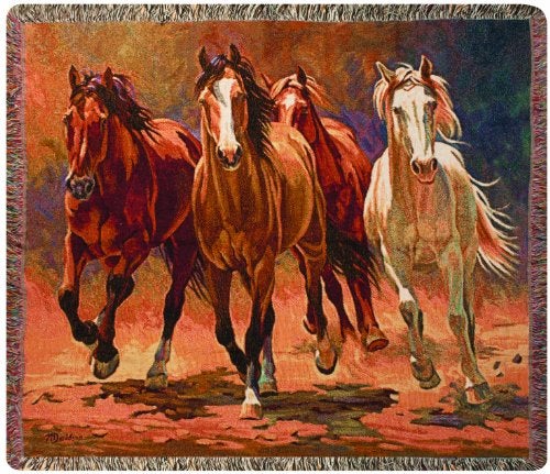 Manual Woodworker Manual Western Décor Collection 50 x 60-Inch Tapestry Throw, Hoofbeats and Heartbeats by Nancy Davidson - Image 2