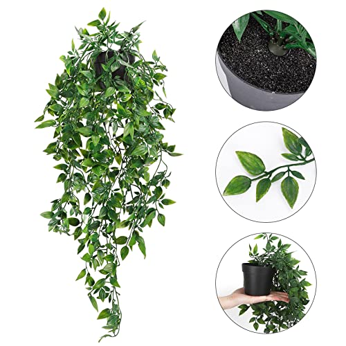 Whonline 2pcs Fake Hanging Plants, Artificial Potted Plants for Indoor Outdoor Aesthetic Office Living Room Shelf Decor - Image 4