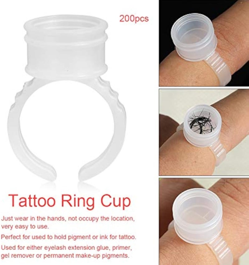 Pongnas Tattoo Ink Cup Rings, 100/200/500pcs Professional Disposable Eyebrow Nail Art Rings Pigments Holder Container Tool Large Size(200PCS)