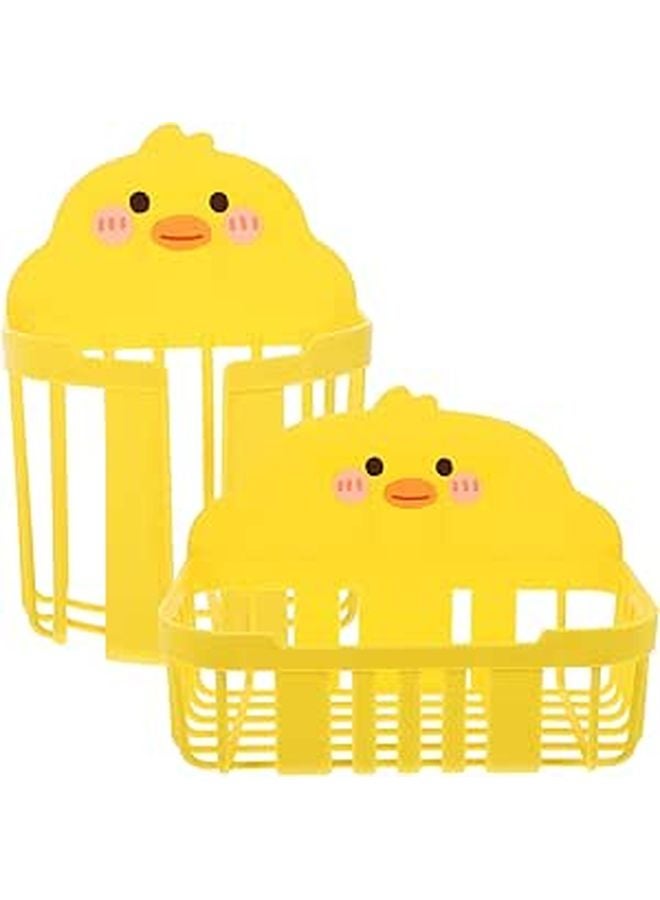 Wall Mount Toilet Paper Holder With Storage Basket Cartoon Design Rust Resistant Easy Installation - Image 1