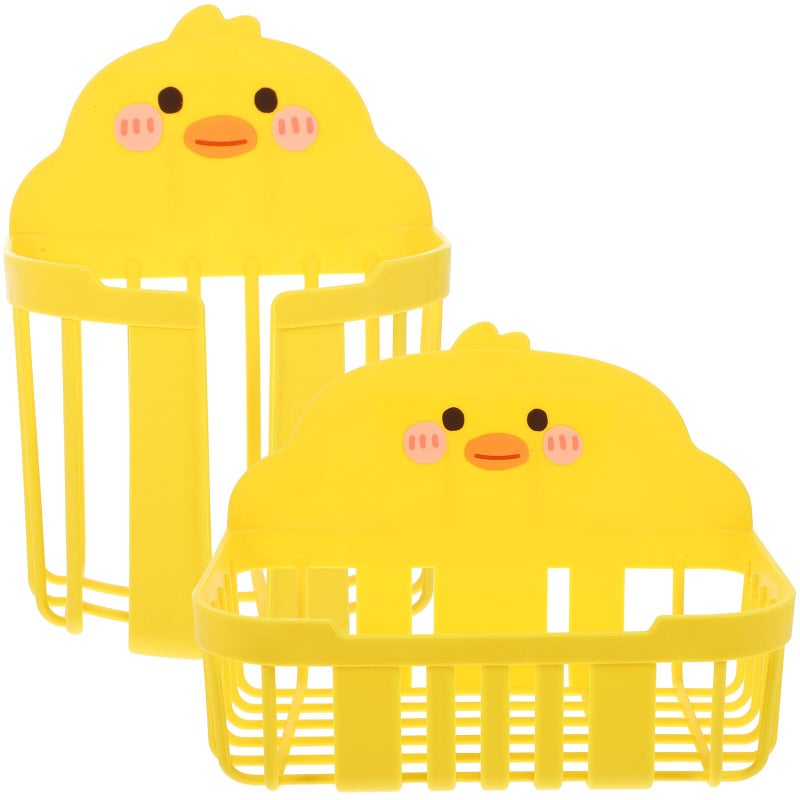 Wall Mount Toilet Paper Holder With Storage Basket Cartoon Design Rust Resistant Easy Installation - Image 2