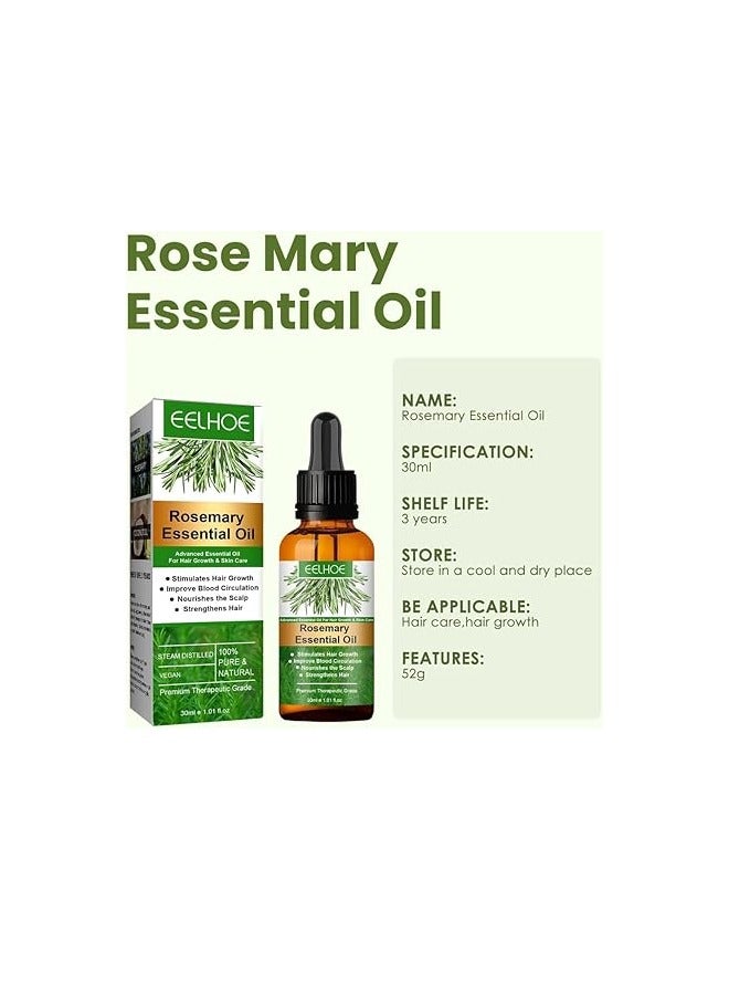 EELHOE Rosemary Essential Oil for Hair Growth Pure Organic Rosemary Oil for Dry Damaged Hair and Growth Hair Scalp Oil Pure and Natural Premium Quality Oil Hair Loss Treatment Oil for Men and Women - Image 1