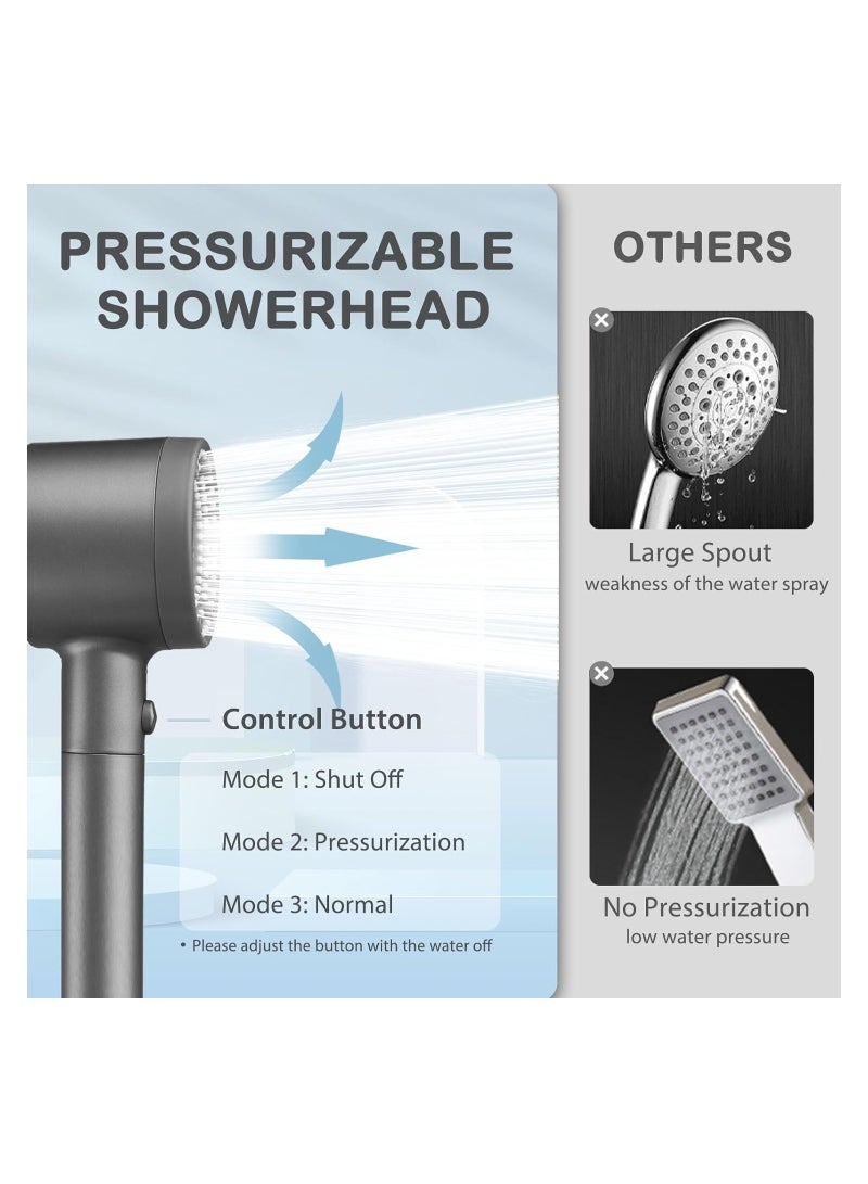 رأس دش فلتر دش، 5 أوضاع ضغط عالي دش محمول مع حامل خرطوم الدش، فلتر ماء صلب لإزالة الشوائب الكلور، منعم ماء - Image 4