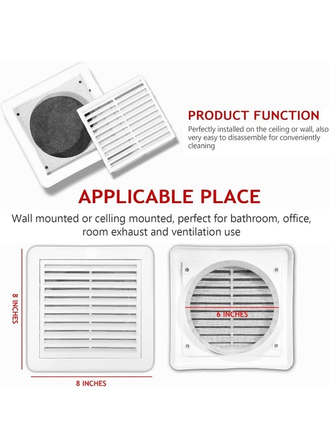 Biella 6-Inch Internal Grill - White Ventilation Cover With Insect Protection, Abs Plastic For Kitchen, Bathroom, Bedroom, And Office - Image 2