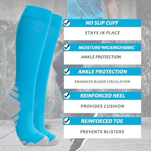 fenglaoda 8 Pairs Compression Socks for Men Women 2030 mmHg Knee High Nurse Pregnant Running Medical and Travel AthleticLXLMulti36 - Image 3