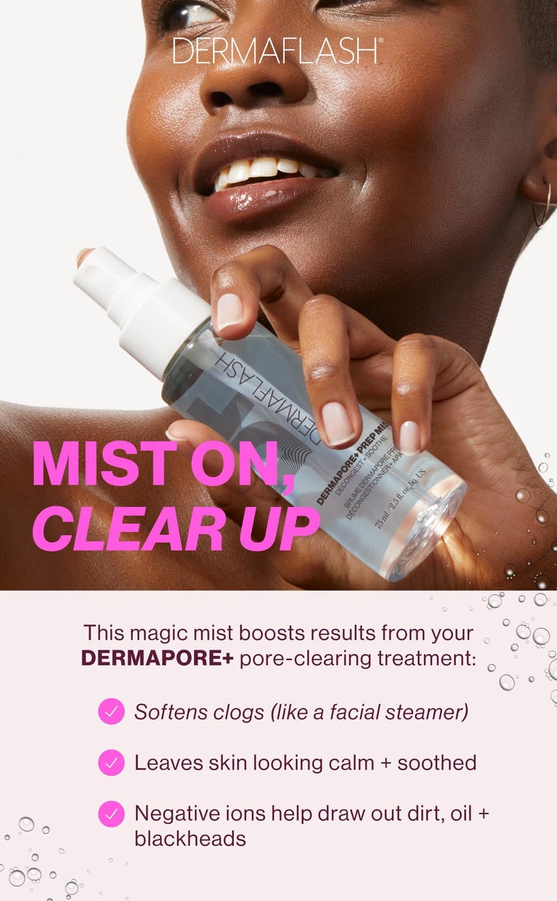DERMAFLASH DERMAPORE+ Prep Face Mist, Mineral Facial Cleanser & Pore Minimizer for Face, 30ml - Image 2