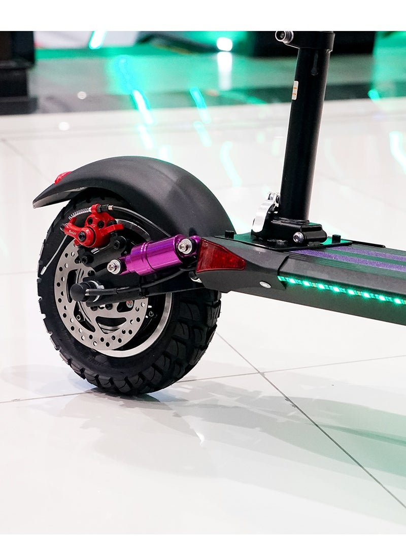 Crony - V10 Fast Speed E-Scooter 1200W Motor 48v/12ah,10" Off-Road Wide Tires,Dual Suspension/Hydraulic Disc Brakes E-Bike, Triple Led Headlamps, All-Terrain, Easy Foldable, Portable Commuter Electric Scooter For Adults & Kids, 120kg Load Skateboard Aluminum Frame, Urban Mobility，Purple - Image 1