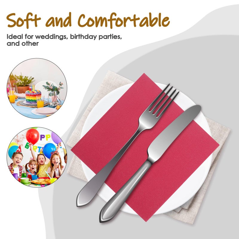 Red Disposable Paper Napkins 20 Pieces 2 Ply Soft Absorbent For Wedding Party Kitchen Everyday Use - Image 4
