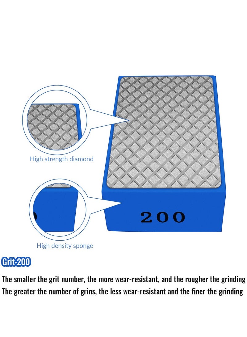 Diamond Hand Pad, Tile edger, Sanding Block Sharp Glass Grinding Polishing Pad, Sanding Block Foam Backing Hand-Held Sanding Block for Sanding Polishing Marble Tile Ceramics (200#) (1 Pcs) - Image 2