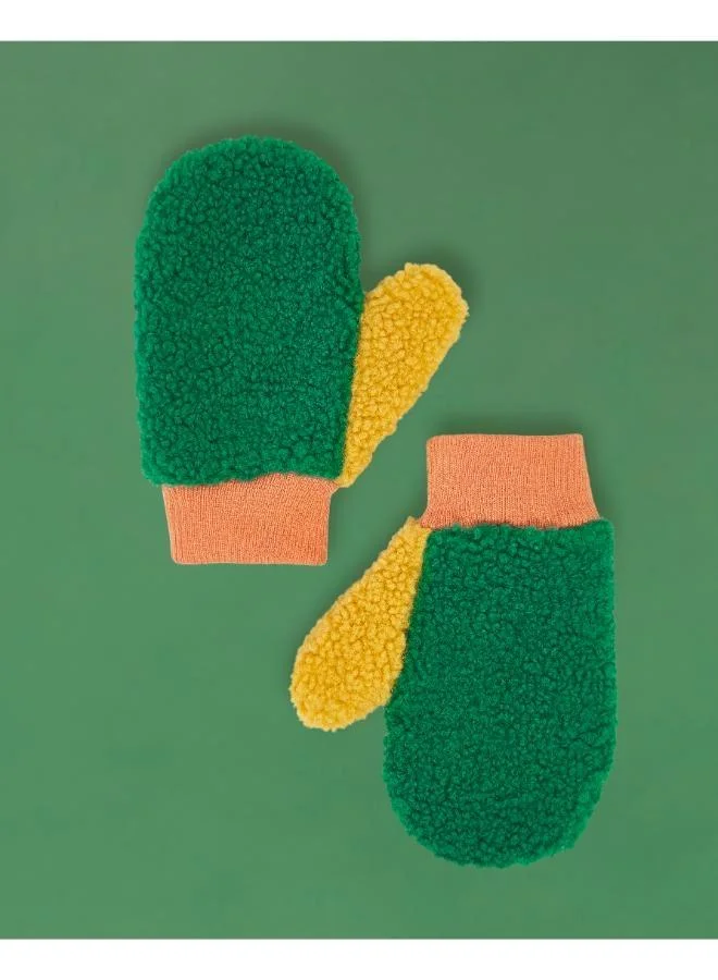 Roarsome Fleece Mittens -  Green/Orange