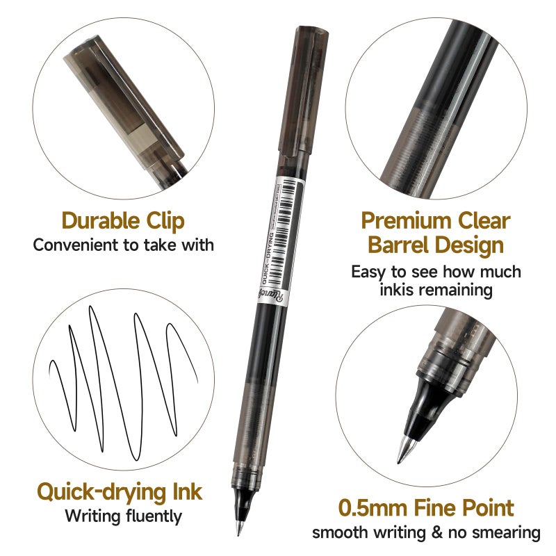 RIANCY Fine Point Colored Pens 12 Colors 0.5mm Gel Ballpoint Pens Assorted Colors Liquid Ink Pens No Smear Vibrant Colorful Writing for Journaling Note Taking Doodling Coloring Office School Supplies - Image 2