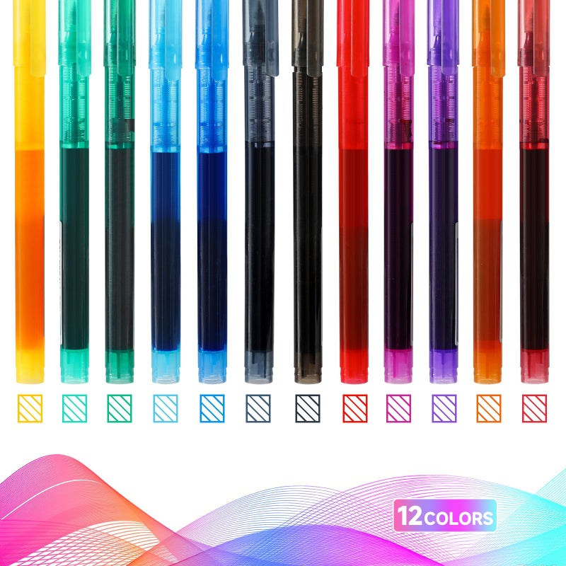RIANCY Fine Point Colored Pens 12 Colors 0.5mm Gel Ballpoint Pens Assorted Colors Liquid Ink Pens No Smear Vibrant Colorful Writing for Journaling Note Taking Doodling Coloring Office School Supplies - Image 3