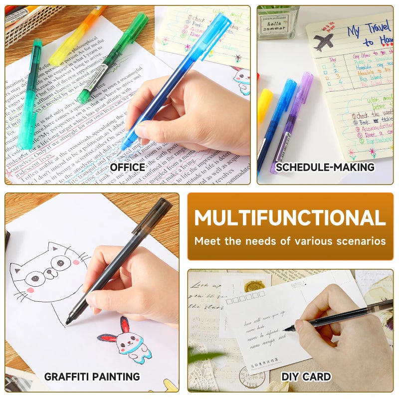 RIANCY Fine Point Colored Pens 12 Colors 0.5mm Gel Ballpoint Pens Assorted Colors Liquid Ink Pens No Smear Vibrant Colorful Writing for Journaling Note Taking Doodling Coloring Office School Supplies - Image 4