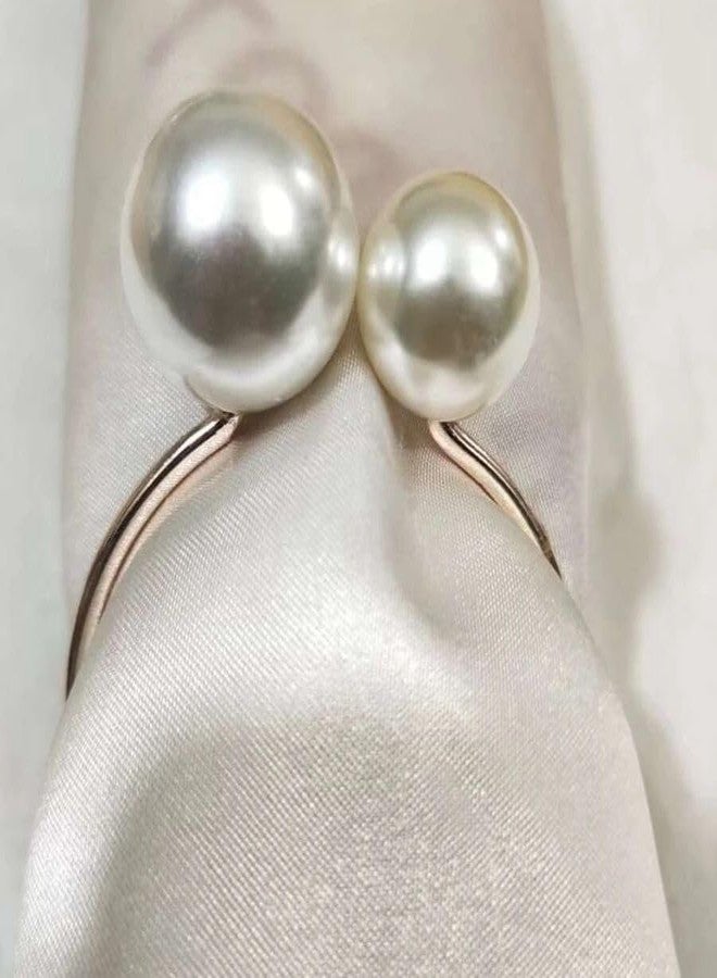 CCUUHJ Pearl Napkin Rings Set of 6, Napkin Holder Dinning Table Setting Rustic Dinner Tables Decoration for Wedding Receptions, Valentines Day Party Dinner Parties (Round-Rose Gold) - Image 2