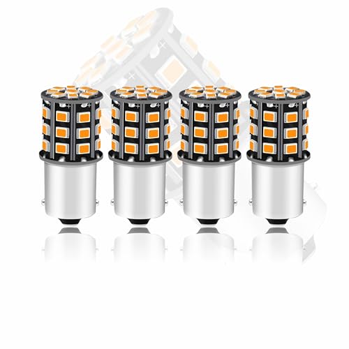 MIKANIX Super Bright Universal 360° Reflecting LED Indicator Bulbs Set of 4 Indicator Light For Bikes And Cars (Cross Pin) Orange - Image 1